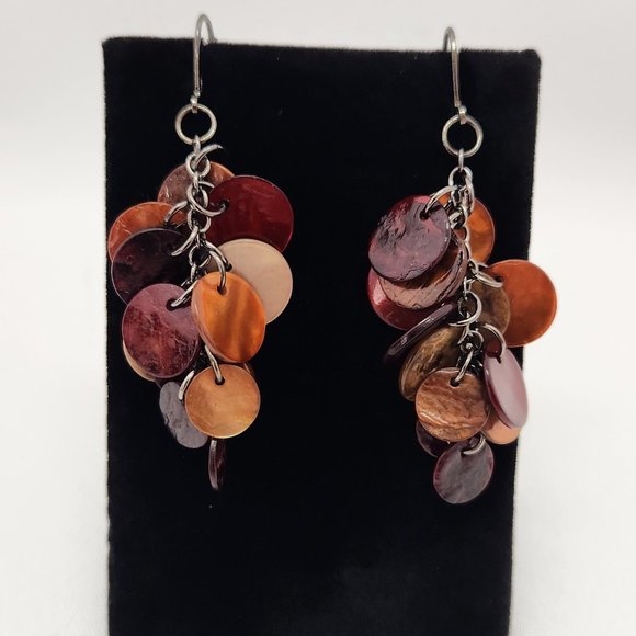 Joan Rivers Dangling Layer Round Shell Earrings #660 - Picture 2 of 16